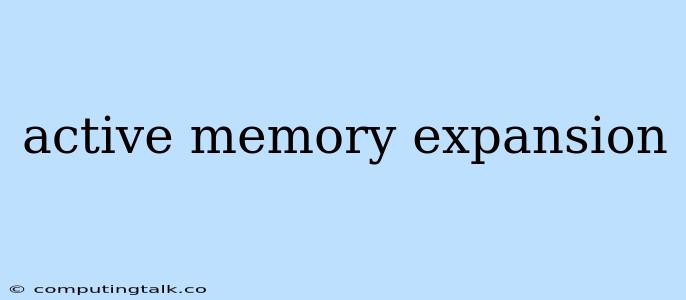 Active Memory Expansion