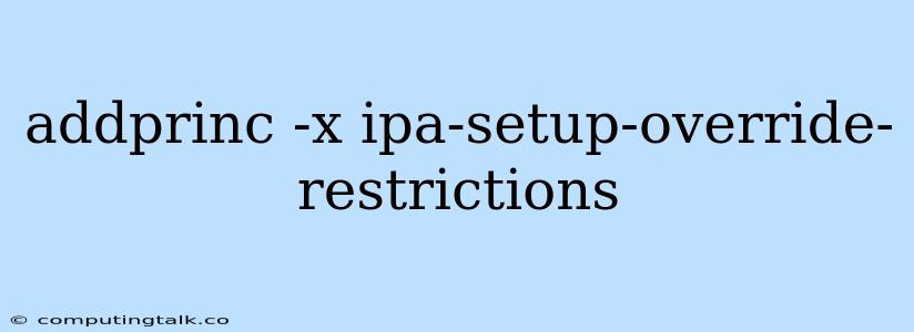 Addprinc -x Ipa-setup-override-restrictions