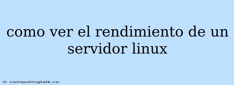 Como Ver El Rendimiento De Un Servidor Linux