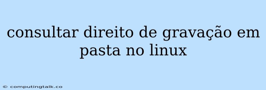 Consultar Direito De Gravação Em Pasta No Linux