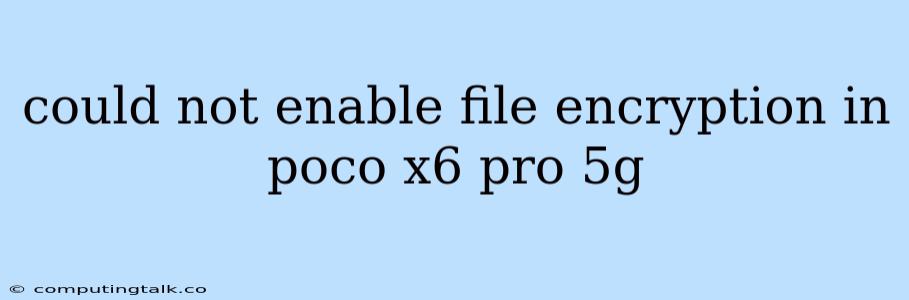 Could Not Enable File Encryption In Poco X6 Pro 5g