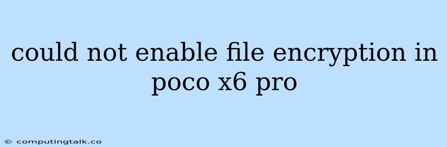 Could Not Enable File Encryption In Poco X6 Pro