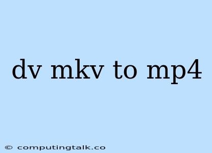 Dv Mkv To Mp4