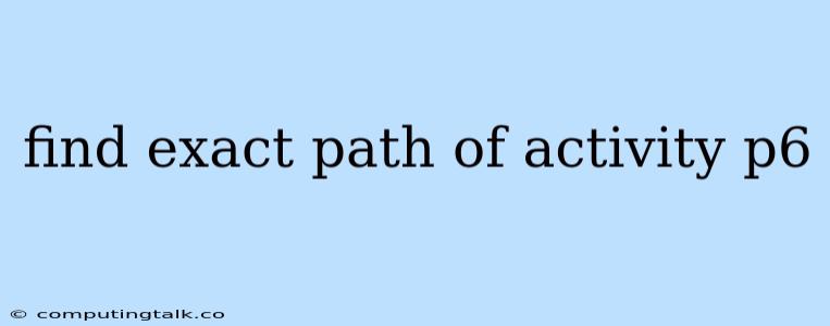 Find Exact Path Of Activity P6