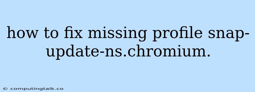 How To Fix Missing Profile Snap-update-ns.chromium.