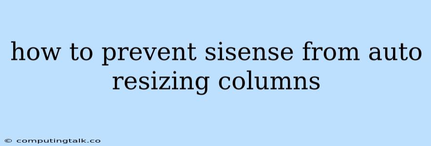 How To Prevent Sisense From Auto Resizing Columns