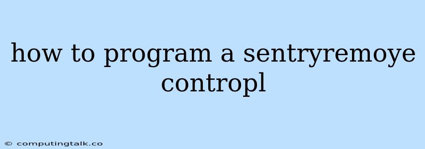 How To Program A Sentryremoye Contropl