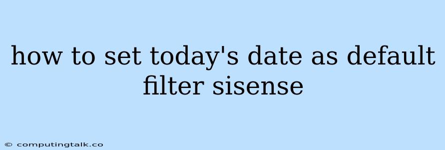 How To Set Today's Date As Default Filter Sisense