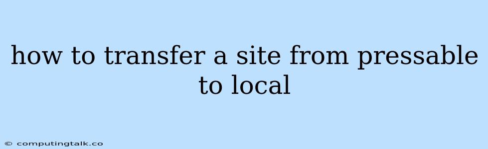 How To Transfer A Site From Pressable To Local