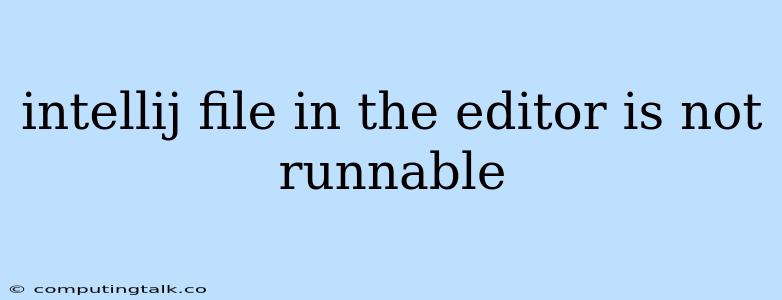 Intellij File In The Editor Is Not Runnable