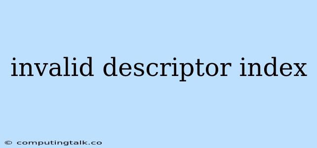 Invalid Descriptor Index