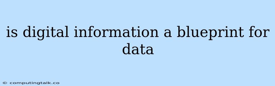 Is Digital Information A Blueprint For Data