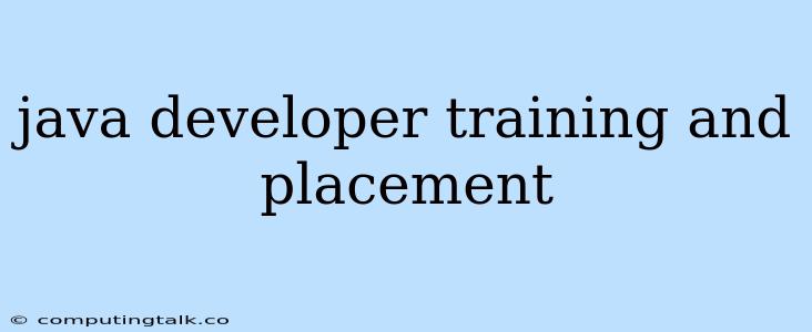 Java Developer Training And Placement