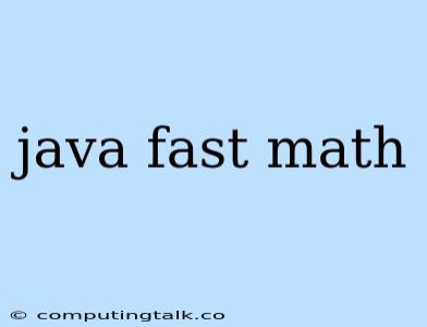 Java Fast Math