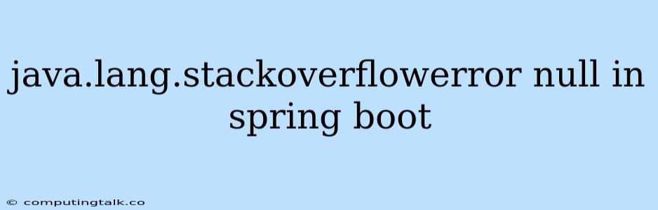 Java.lang.stackoverflowerror Null In Spring Boot