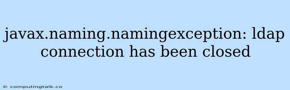 Javax.naming.namingexception: Ldap Connection Has Been Closed