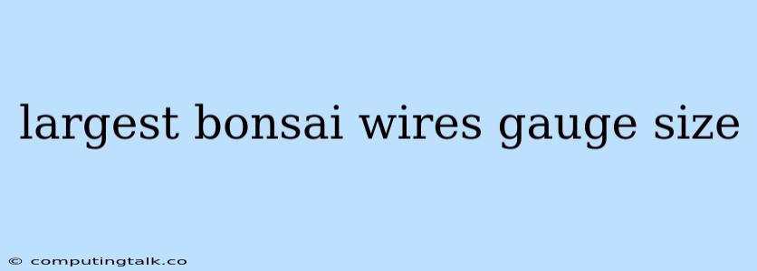 Largest Bonsai Wires Gauge Size