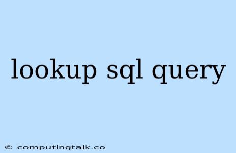 Lookup Sql Query