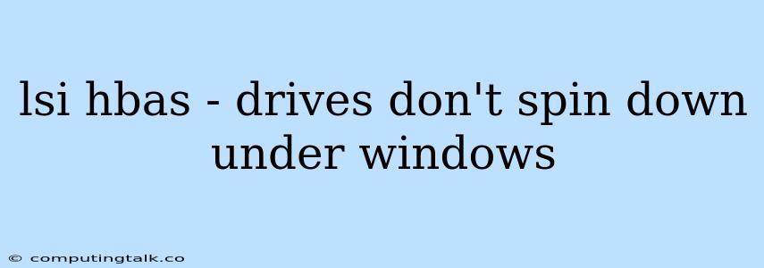 Lsi Hbas - Drives Don't Spin Down Under Windows