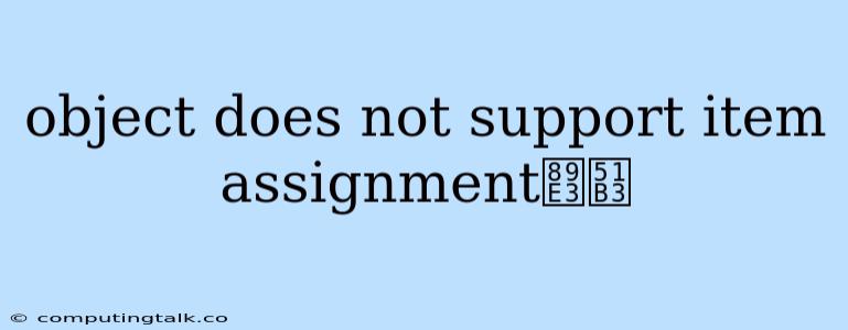 Object Does Not Support Item Assignment解决