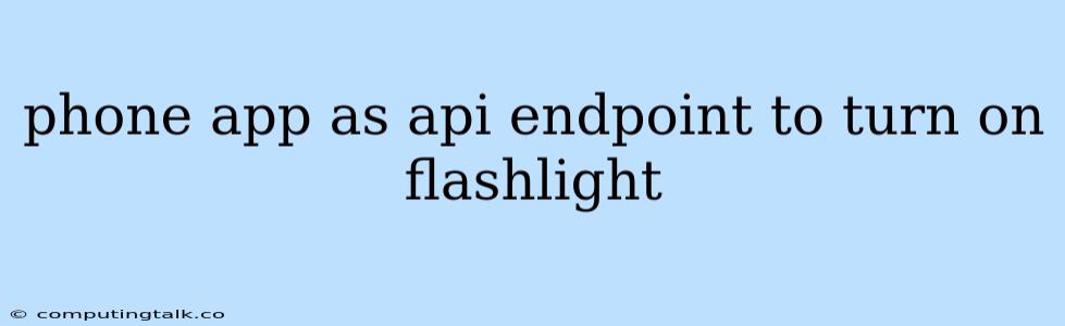 Phone App As Api Endpoint To Turn On Flashlight