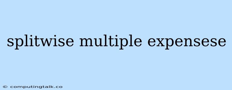 Splitwise Multiple Expensese