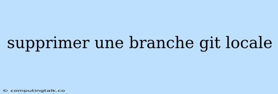 Supprimer Une Branche Git Locale