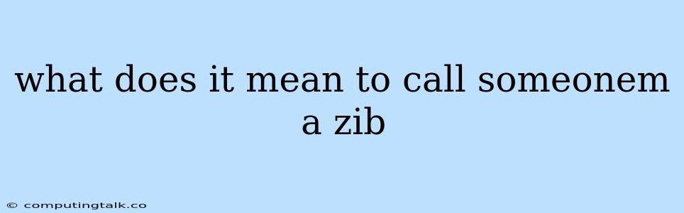 What Does It Mean To Call Someonem A Zib