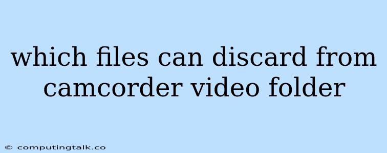 Which Files Can Discard From Camcorder Video Folder